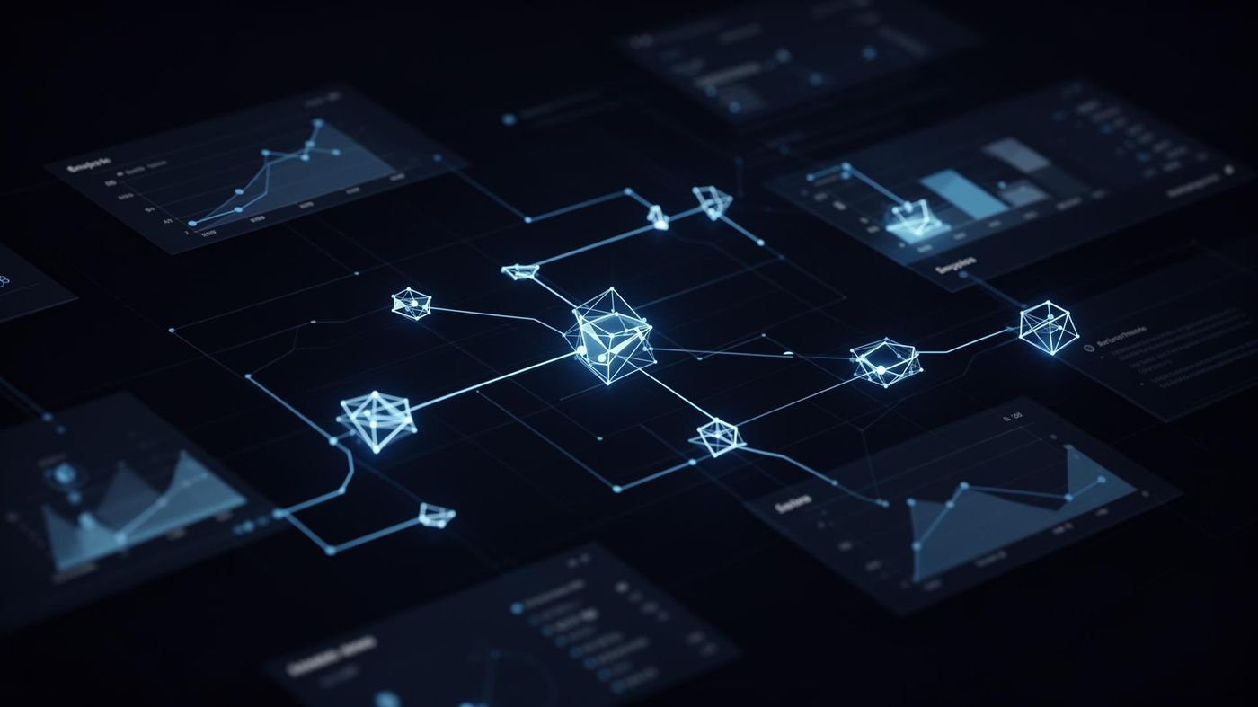 Abstrakt visualisering av AI-arbetsflöde