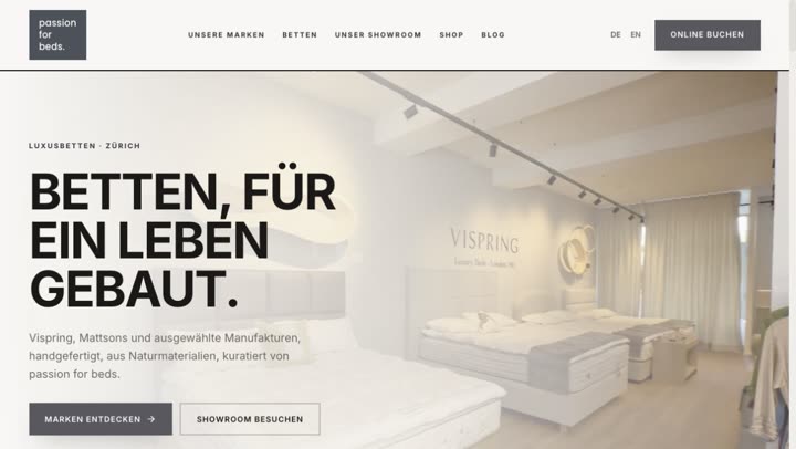 Passion for Beds webbplats